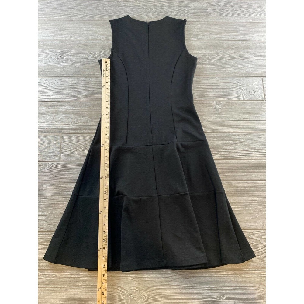 Gap Dress Size 0 Fit & Flare Pleated Stretch Black Sleeveless Round Neck Zipper - Picture 4 of 9